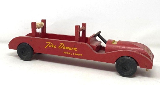 Antique Wooden "Fire Demon Hook & Ladder" Truck by Wooden Commodities Corp.