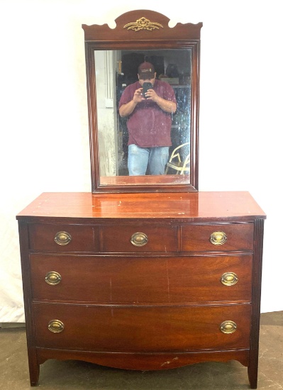 Bassett Furniture 3-Over 2 Drawer Dresser with Mirror