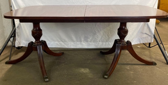 Double Pedestal Dining Room Table with 3 Leaves