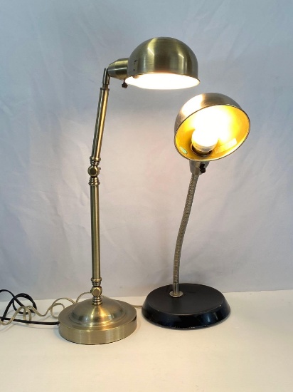Pair of Metal Gooseneck & Jointed Desk Lamps