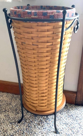 Longaberger Umbrella Basket with Wrought Iron Stand
