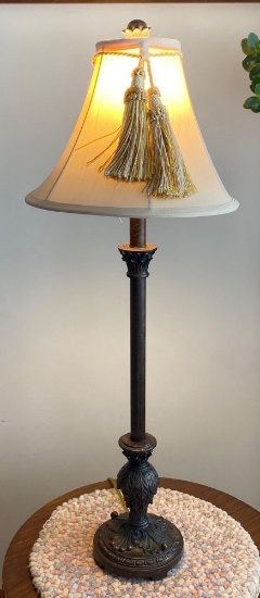 Antique Style Metal Base Table Lamp with Fabric Shade