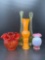 Colored Glass Vases- Including 2 Hobnail