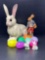 4 Rabbit Figures and Plastic Eggs