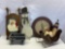 Painted Sled with Santa, Wagon, Snowman, Wooden Plate and Snowman in Sleigh