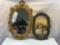 Gilt Framed Mirror and Oval Frame with Portrait of 2 Children