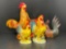 5 Rooster Figures