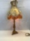 Victorian Style Metal Lamp with Tapestry and Fringe Shade
