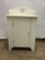 Small White Wooden Cabinet with Heart Cut-Out
