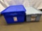 2 Plastic Storage Containers with Hinged Lids