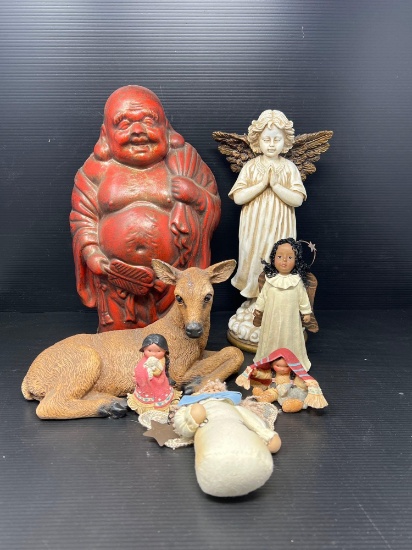 Figures Lot- Buddha, Angels, Deer, Native American Girls