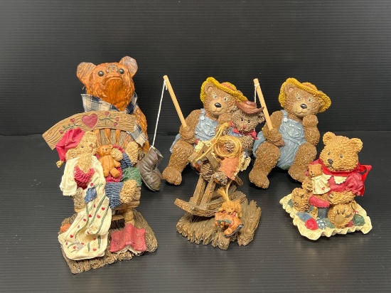 Bear Figures- Cottage Collectibles by Ganz, Heart Patch Place Included