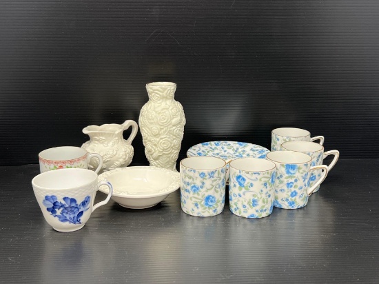 China Cups, Vase & Creamer, Bowl and Chintz Cups & Saucers