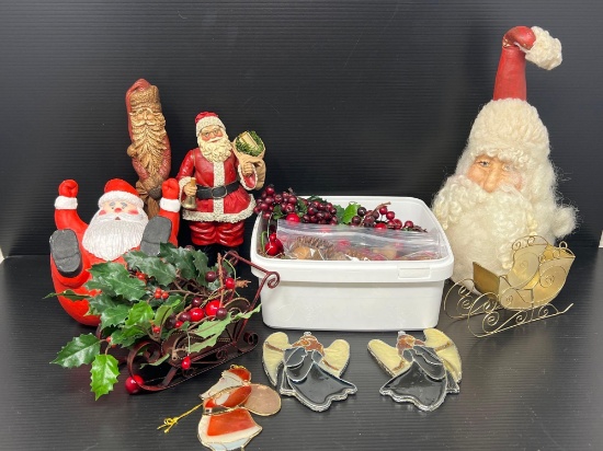 Santa Figures, Angel Suncatchers, Faux Holly, Pinecones, Etc.