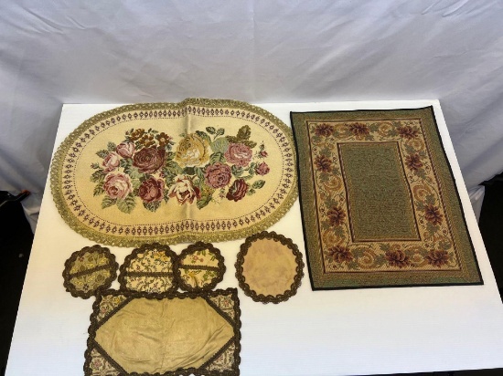 Oval & Square Tapestry Pieces, Smaller Dresser Pieces