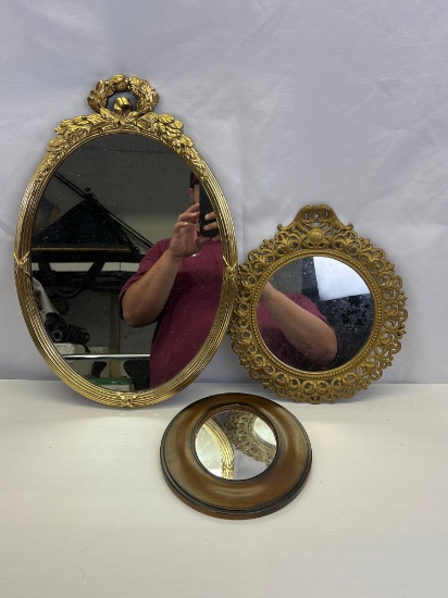 3 Gilt Framed Wall Mirrors