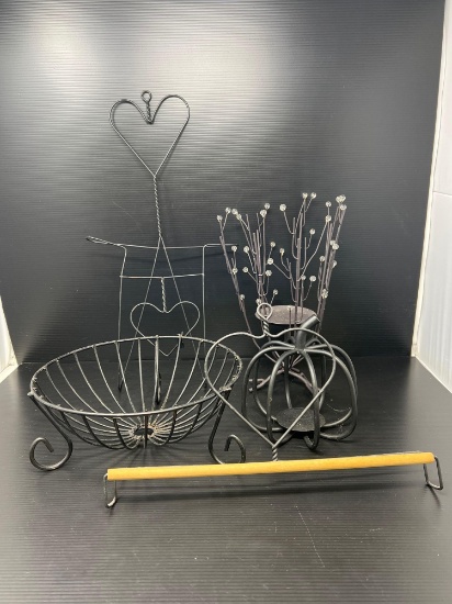 Wire Basket, Paper Towel Holder, Plate Holder and Candle Holder
