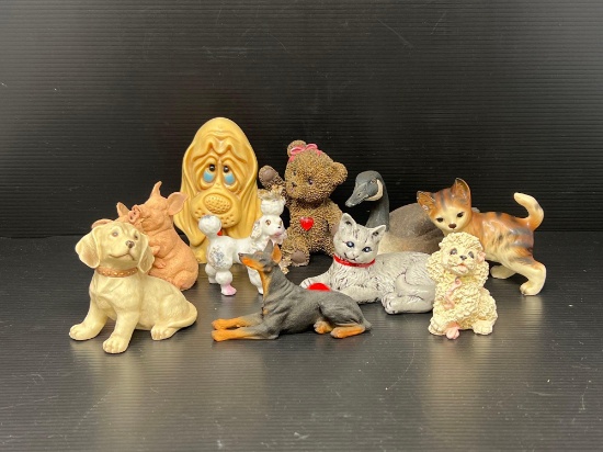 Cat, Dog, Pigs and Goose Figures