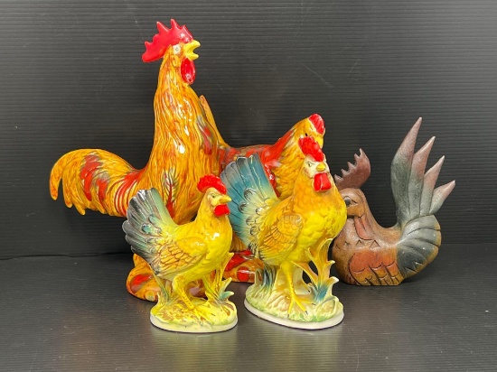 5 Rooster Figures