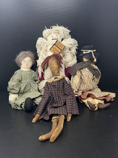 4 Cloth Dolls Including the Yeti