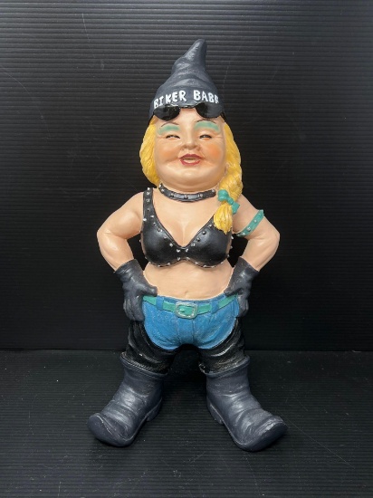 Ceramic Biker Babe Figure Garden Gnome