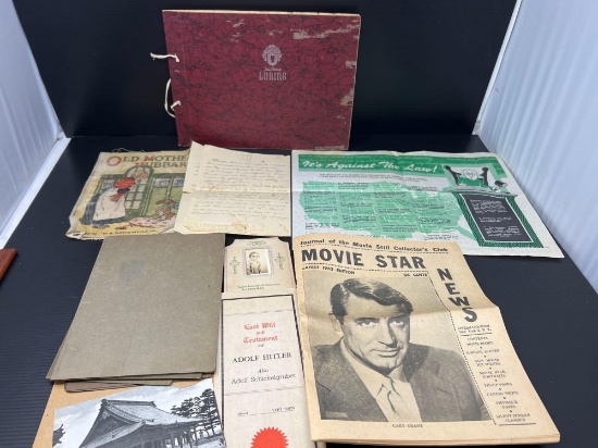 Ephemera Lot- Movie Star News, Adolf Hitler's Will, Handwritten Sheets, Fairy Tale Booklet, Etc.
