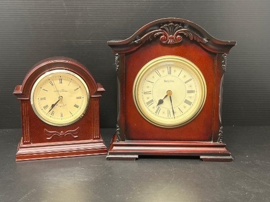 Seth Thomas and Bulova Wood Cased Shelf Clocks