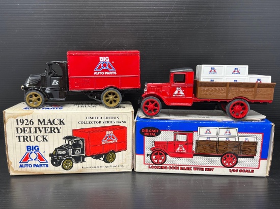 Big A Auto Parts 1926 Mack Delivery Truck and Big A Auto Parts Truck Bank