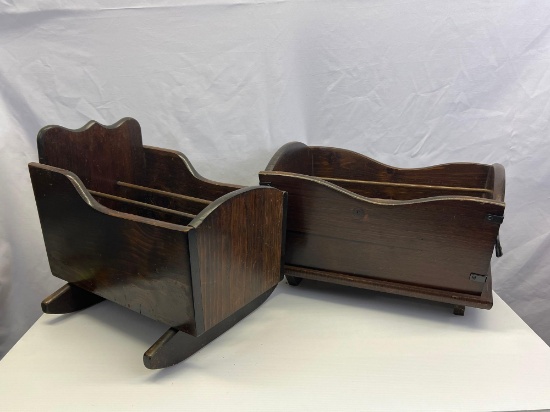 2 Magazine Stands- One in Doll Cradle Form
