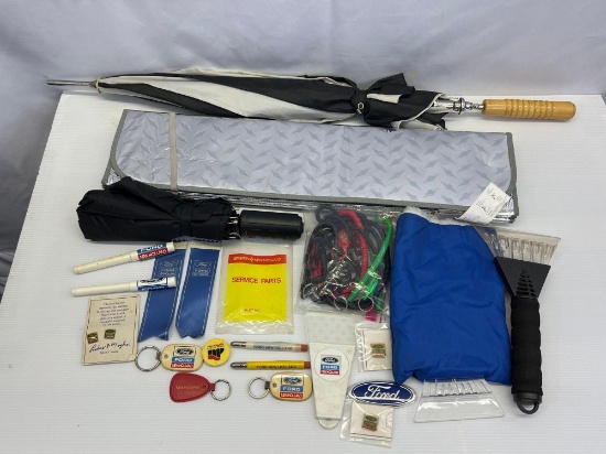 Ford- New Holland Memorabilia, Striped Umbrella, Sun Shade, Miniature Umbrella, Ice Scrapers