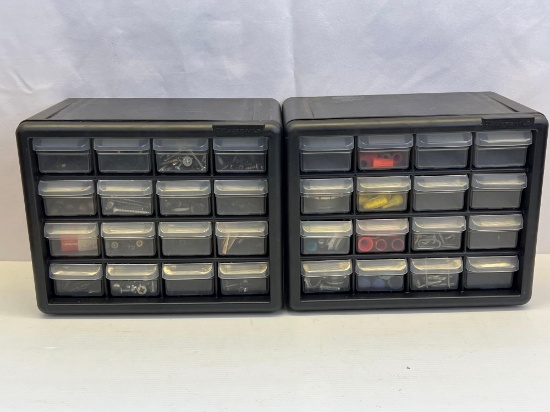 2 Hardware Organizers with Drawers and Contents
