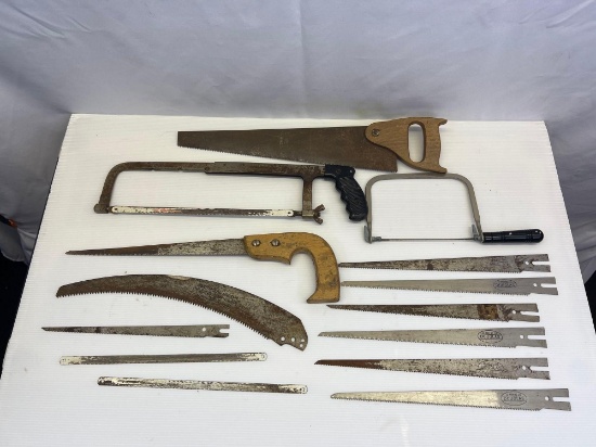 Saws Lot- Hand Saw, Hack Saw, Keyhole Saw, Others and Blades