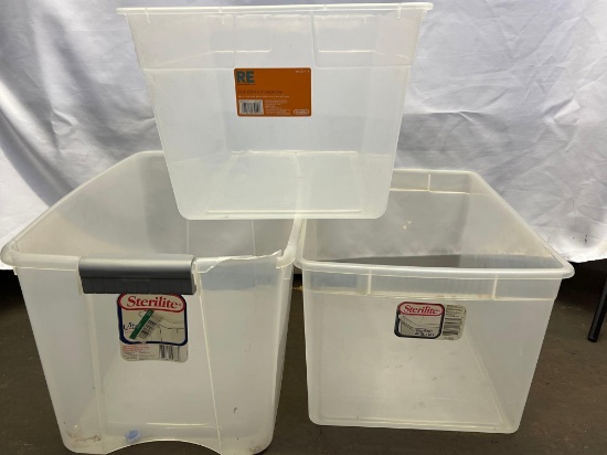 3 Sterilite Plastic Totes- No Lids