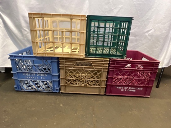 5 Plastic Milk Crates