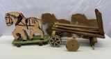 Wooden Horse Team and Wagon Toy