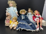 Grouping of Dolls, Mostly Porcelain and Coca-Cola Carhop Doll