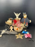 Snowman, Angel, Baby in Carriage, Cat Shelf Sitter, Butterflies and Metal Star