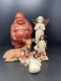 Figures Lot- Buddha, Angels, Deer, Native American Girls