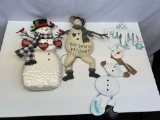 3 Metal Snowman Decorations
