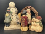 Snowman Figures and Snowman in Grapevine Wreath