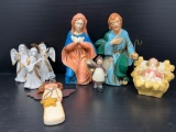 Nativity Figures- Mary, Joseph, Baby Jesus and Grouping of Angels
