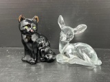Fenton Deer and Cat Figurines