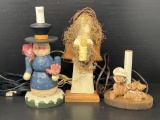 Snowman, Angel and Bears Electrified Candle Lamps
