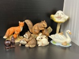 Animal Figures- Fox, Squirrels, Raccoons, Bunny, Swan, and Mushroom