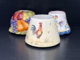 3 Ceramic Shades- Fruit and 2 Roosters