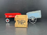 Miniature Radio Flyer Wagon, Blue Cart and Blackberry Crate