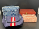 2 Jewelry Boxes, Floral Hat Box and Purse