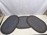 3 Oval Braided Rugs- Blue Tones