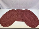 3 Oval Braided Rugs- Red Tones