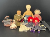 10 Cloth Dolls Including 2 Raggedy Ann & Andy